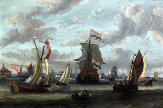 View of Amsterdam with the Ij, vintage artwork by Abraham Jansz. Storck, 12x8" (A4) Poster