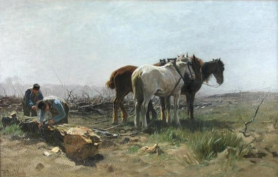 Heavy Horses Logging by Hermanus Johannes van der Weele,A3(16x12")Poster
