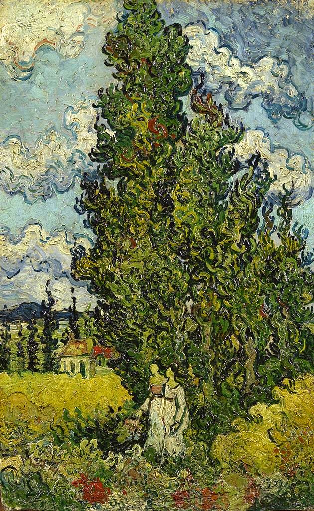 Cypresses and Two Women by Vincent van Gogh,A3(16x12