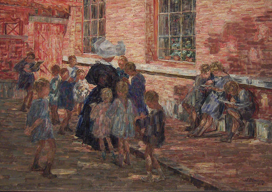 Deurle Kindergarten, vintage artwork by Jenny Montigny, 12x8" (A4) Poster