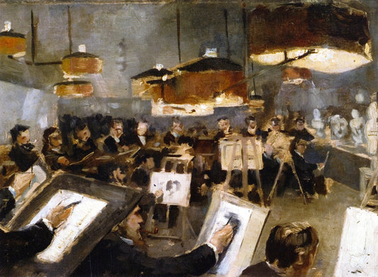 Drawing Class at the Academy, vintage artwork by Theo van Rysselberghe, 12x8" (A4) Poster