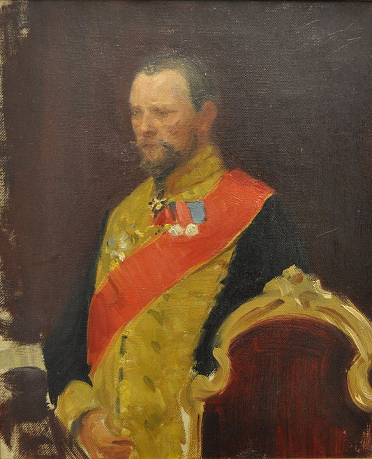 Portrait of Sergey Rukhlov, minister of transport (study), vintage artwork by Ivan Kulikov, 12x8" (A4) Poster