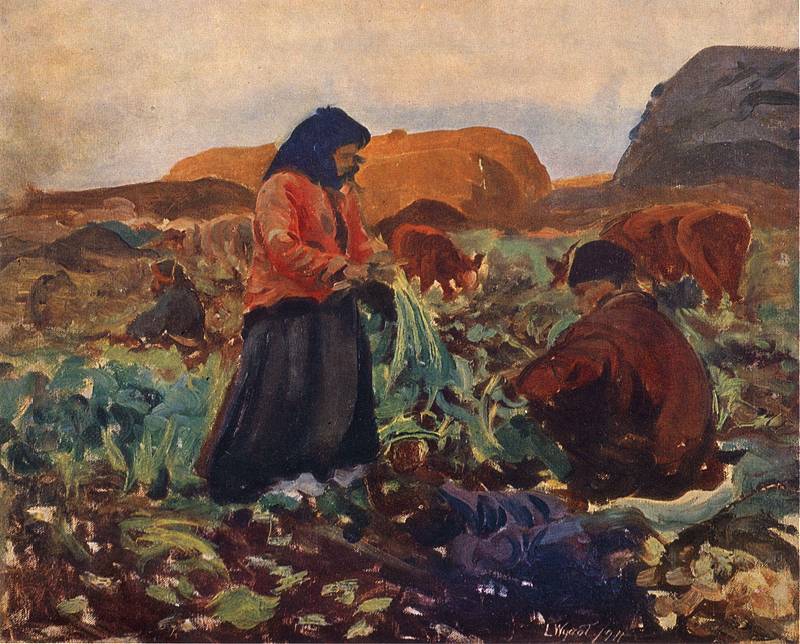 Digging beets, vintage artwork by Leon Jan Wyczolkowski, 12x8" (A4) Poster