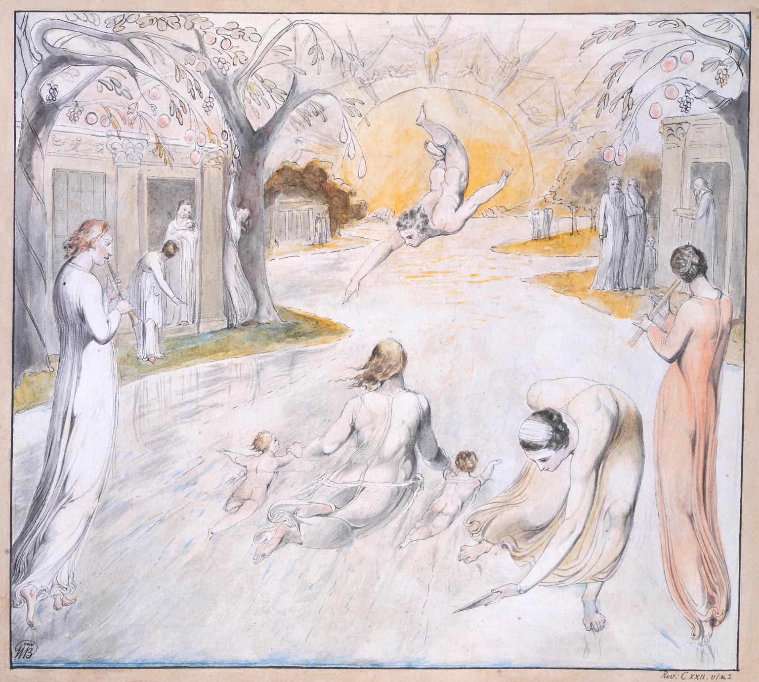 The River of Life, vintage artwork by William Blake, 12x8" (A4) Poster