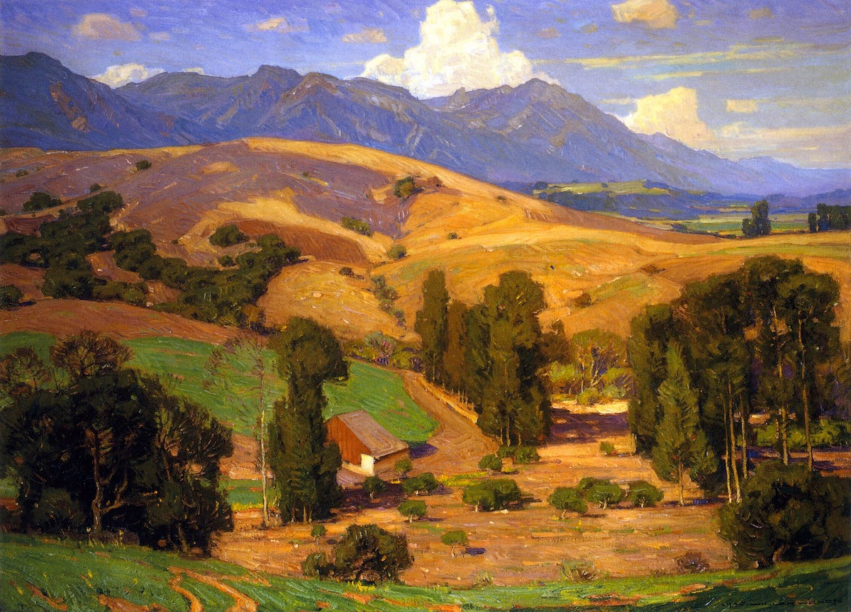 A Foothill Ranch, vintage artwork by William Wendt, 12x8" (A4) Poster