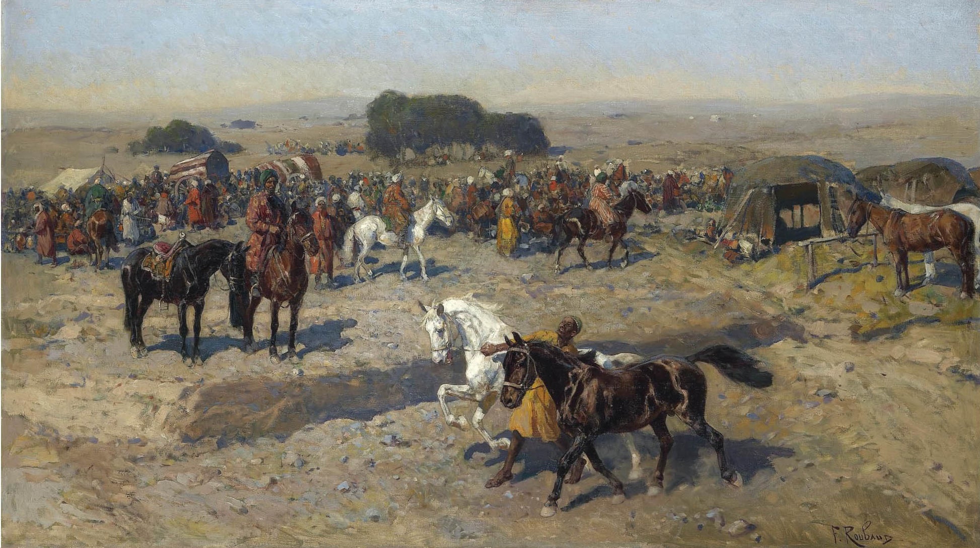 Russian Camp, vintage artwork by Franc Alekseevich Rubo, 12x8" (A4) Poster