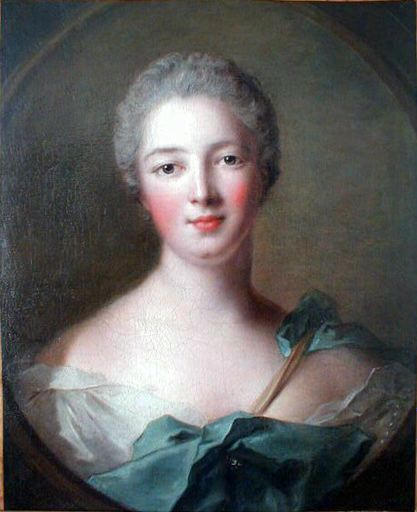 Portrait of Madame de Pompadour as Diana, vintage artwork by Jean-Marc Nattier, 12x8" (A4) Poster