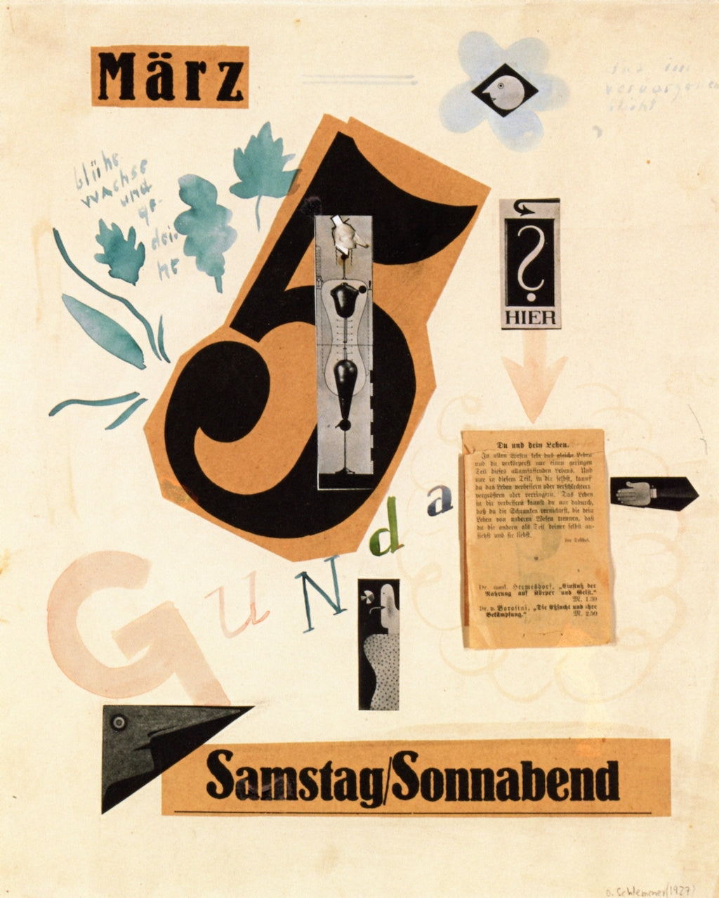 Birthday Collage for Gunta Stadler-Stölzl, vintage artwork by Oskar Schlemmer, 12x8" (A4) Poster