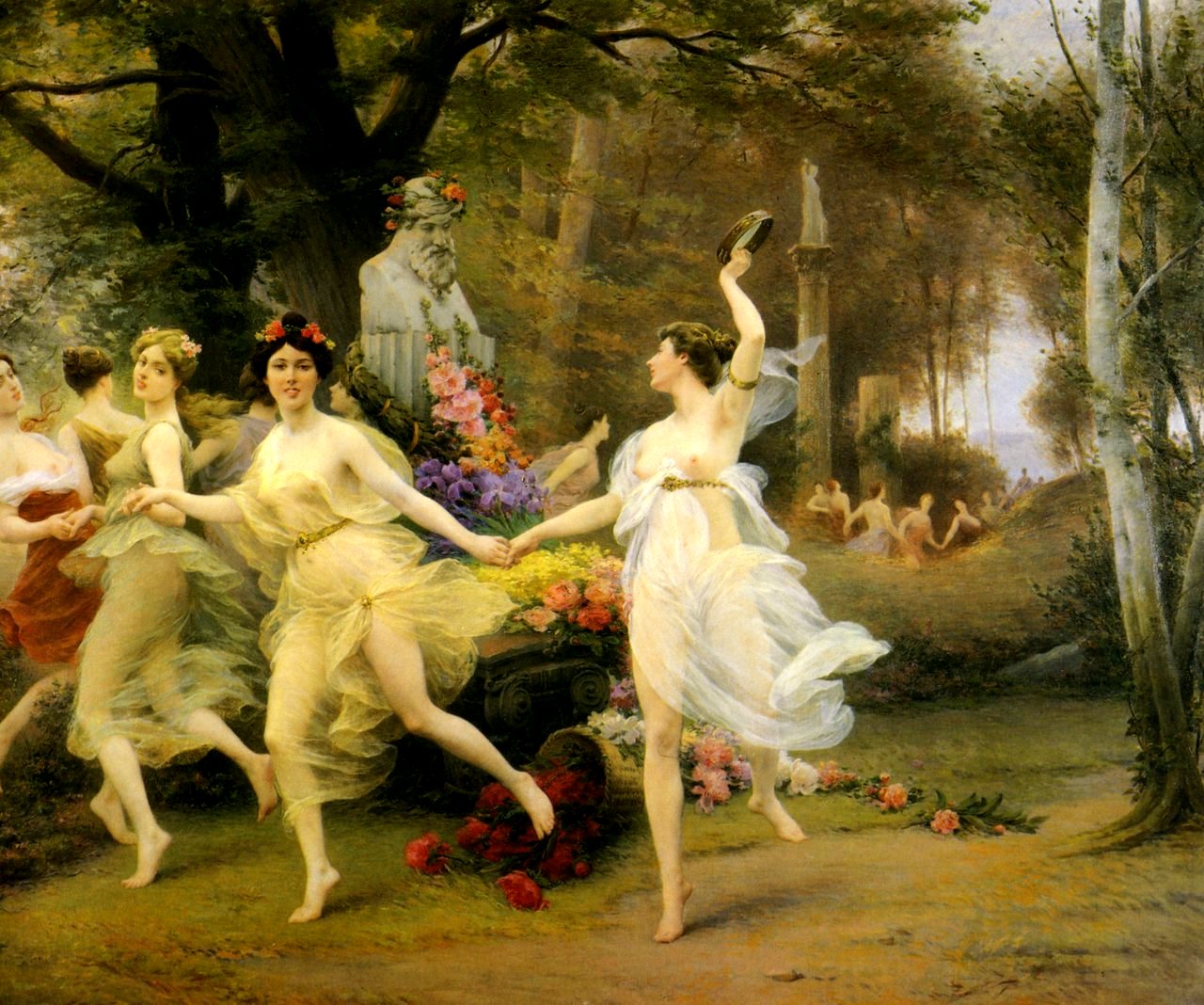 La ronde antique, vintage artwork by Jules Scalbert, 12x8" (A4) Poster