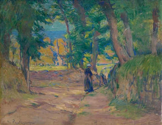 Road in Brittany, vintage artwork by Jean-Bertrand Pegot-Ogier, 12x8" (A4) Poster