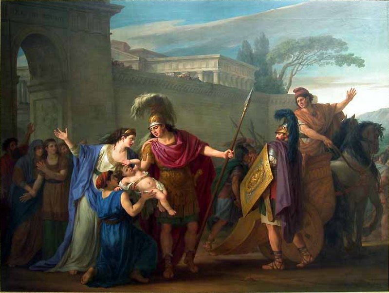 Hector taking Leave of Andromache, vintage artwork by Joseph Marie Vien, 12x8" (A4) Poster