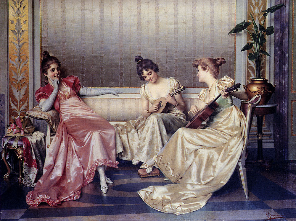 Elegant Figures In An Interior by Vittorio Reggianini,A3(16x12")Poster