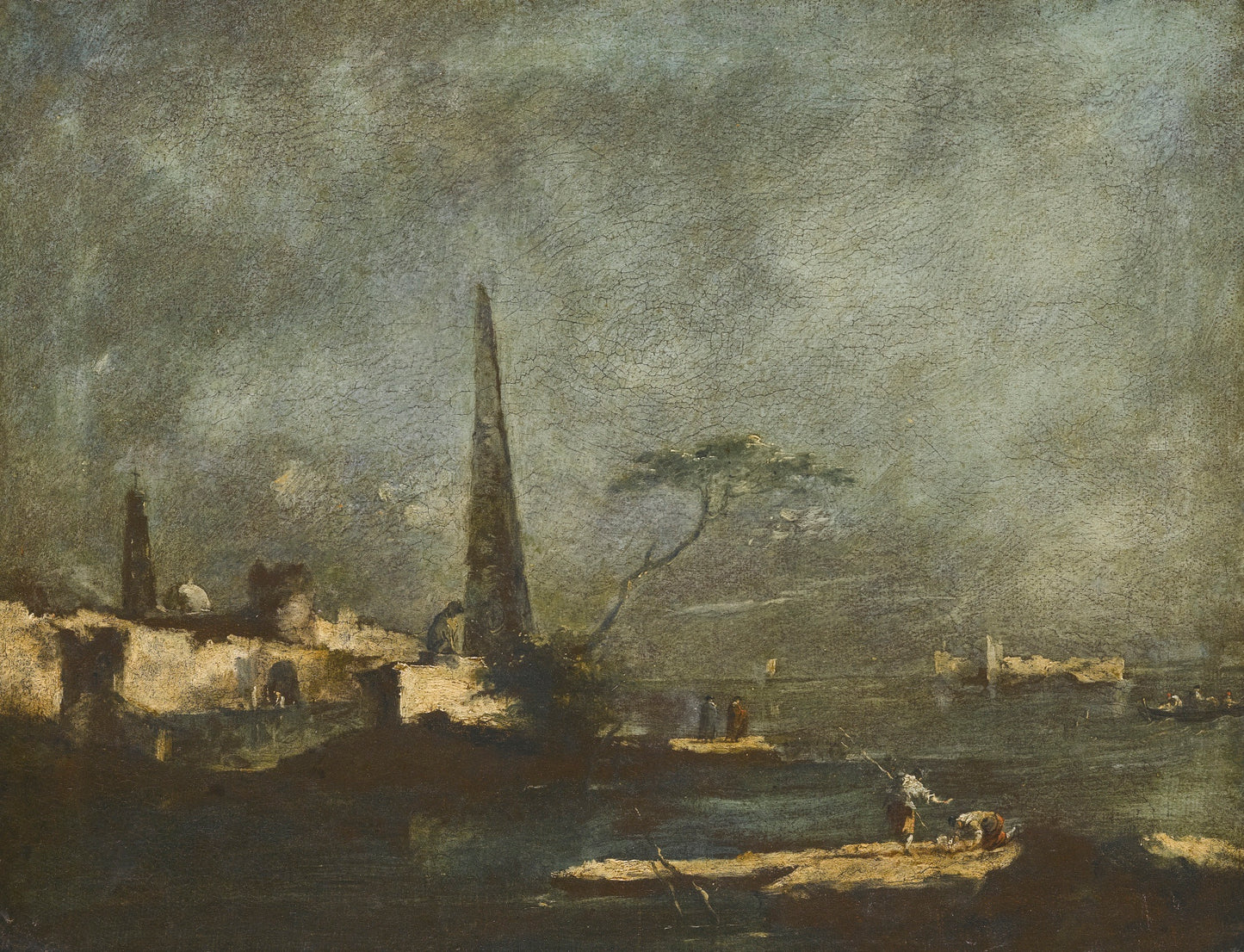 Capriccio Landscape with an Obelisk, vintage artwork by Francesco Guardi, 12x8" (A4) Poster