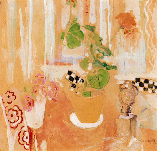 Still Life with Bronze Head, vintage artwork by Oskar Moll, 12x8" (A4) Poster