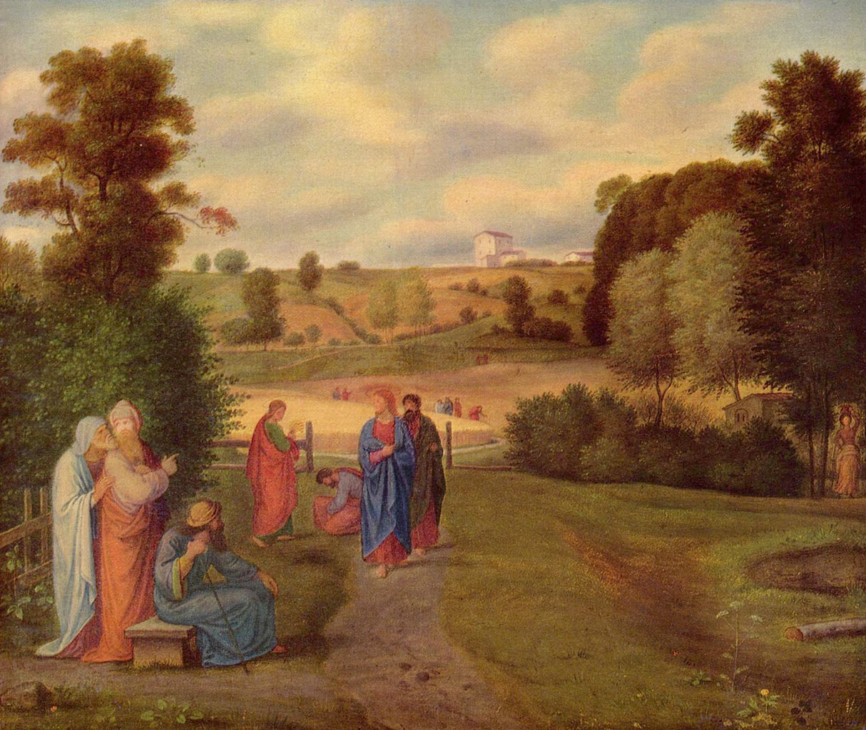 Jesus with his Disciples, vintage artwork by Johann Heinrich Ferdinand Olivier, 12x8" (A4) Poster