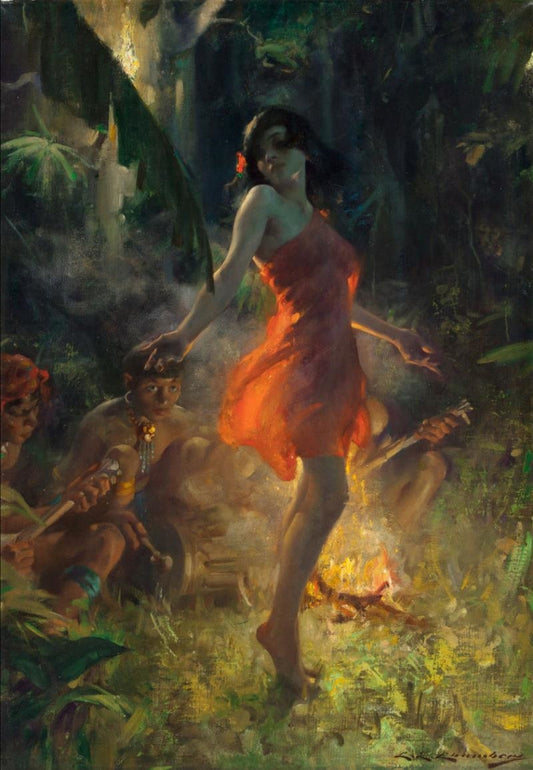 Fire Dance, vintage artwork by Charles Edward Chambers, 12x8" (A4) Poster