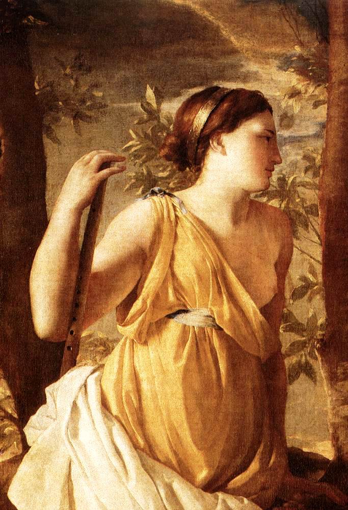 The Inspiration of the Poet (detail), vintage artwork by Nicolas Poussin, 12x8" (A4) Poster