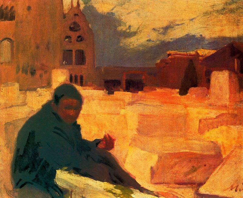Estudio para La Catedral de los pobres, vintage artwork by Joaquin Mir  Trinxet, 12x8" (A4) Poster