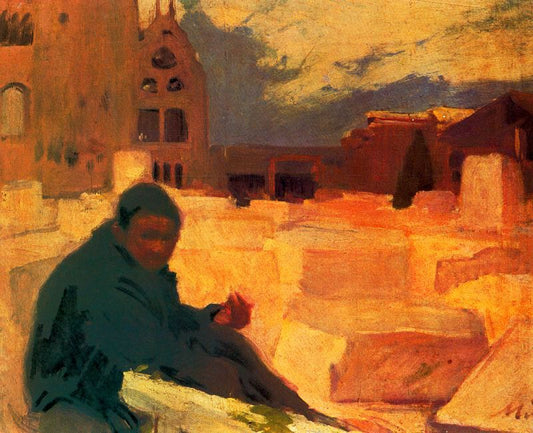 Estudio para La Catedral de los pobres, vintage artwork by Joaquin Mir  Trinxet, 12x8" (A4) Poster
