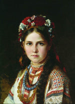 A Ukrainian Girl, vintage artwork by Nikolai Rachkov, 12x8" (A4) Poster