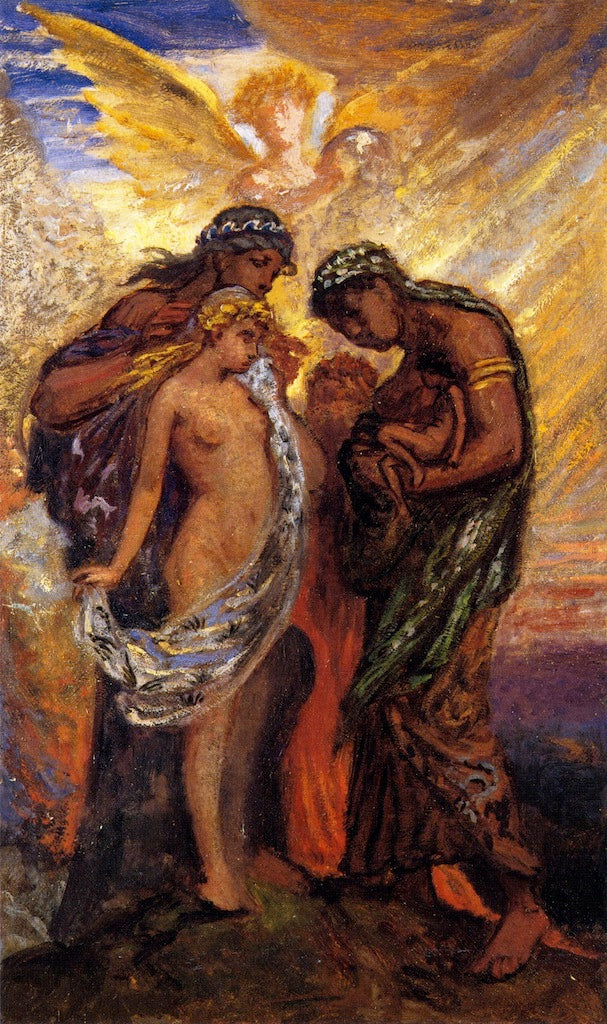 Elements Gazing on the First Man, vintage artwork by Elihu Vedder, 12x8" (A4) Poster