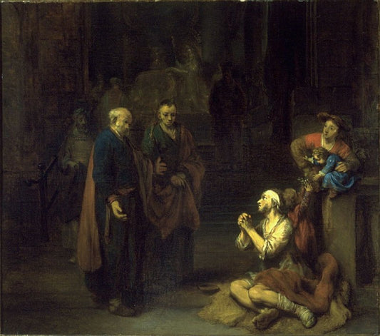 Saint Peter Healing the Lame, vintage artwork by Gerbrand van den Eeckhout, 12x8" (A4) Poster