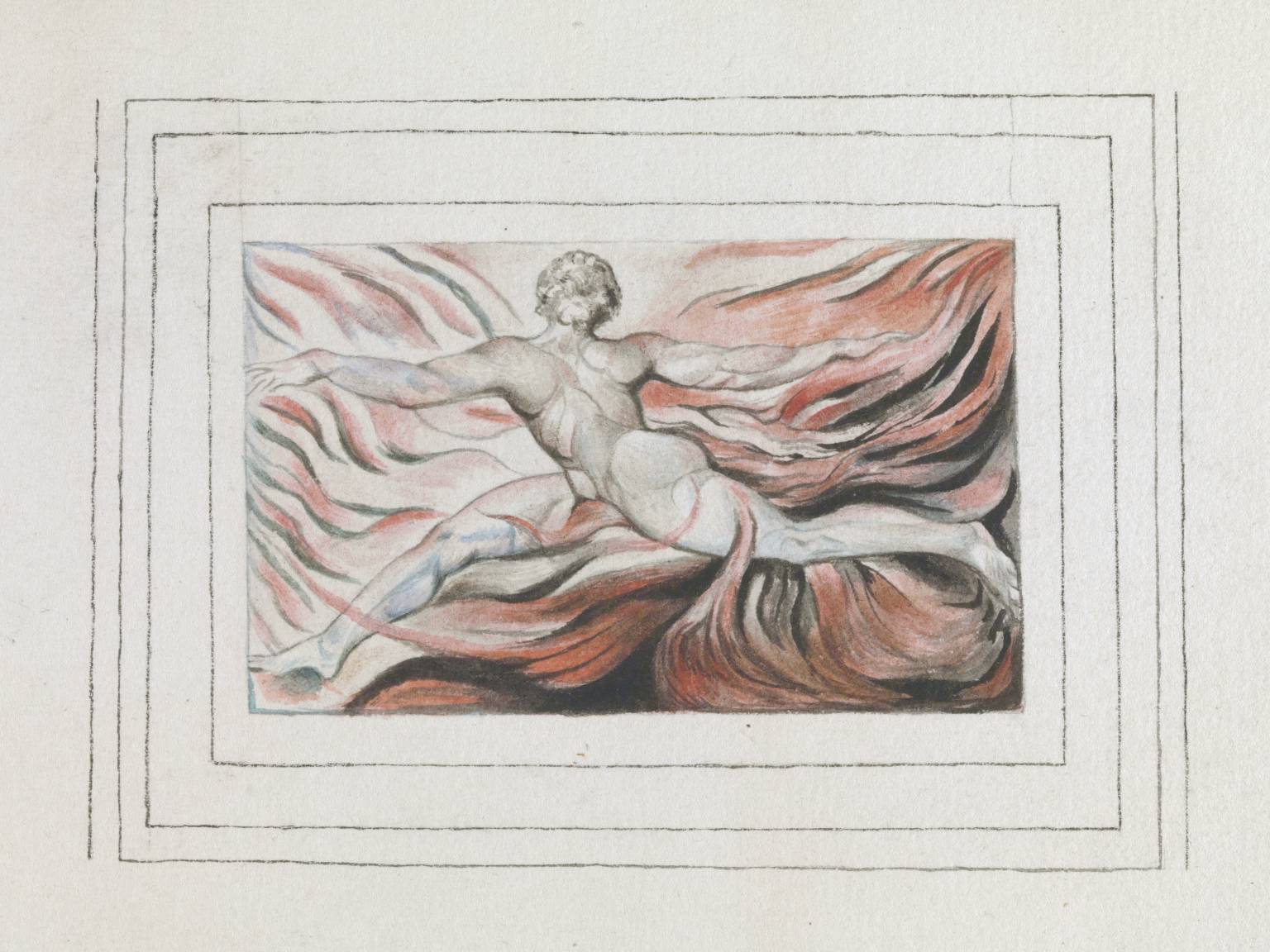 Oh! Flames of Furious Desires (Plate 3 of Urizen), vintage artwork by William Blake, 12x8" (A4) Poster