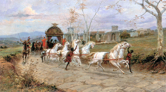 Arrival of Caesar, vintage artwork by Edouardo Ettore Forti, 12x8" (A4) Poster