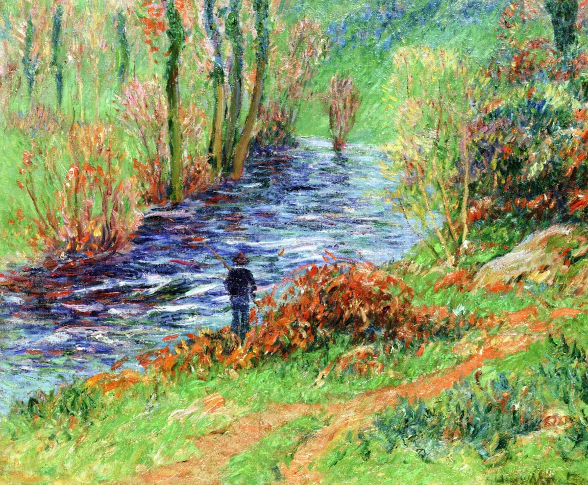 Fisherman on the Banks of the River by Henry Moret,A3(16x12")Poster