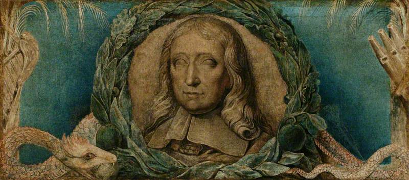 John Milton (1608–1674), vintage artwork by William Blake, 12x8" (A4) Poster