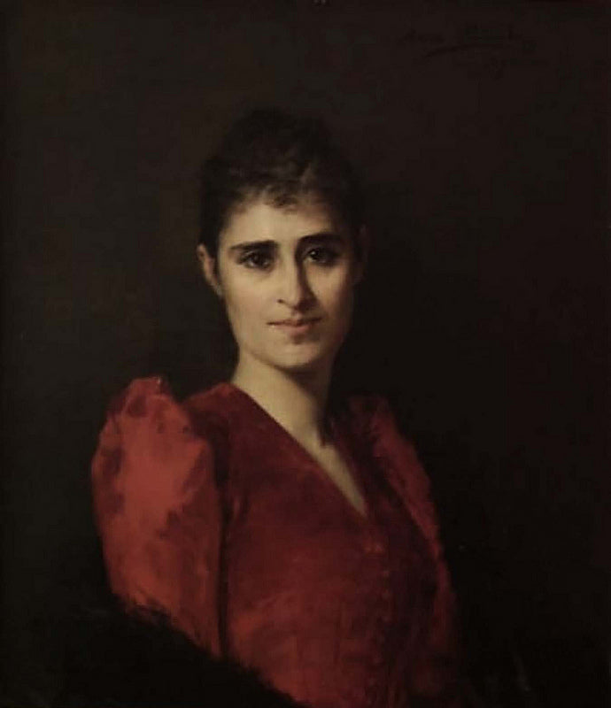 ortrait of a women in red dress by Anna Bilinska-Bohdanowicz,A3(16x12")Poster
