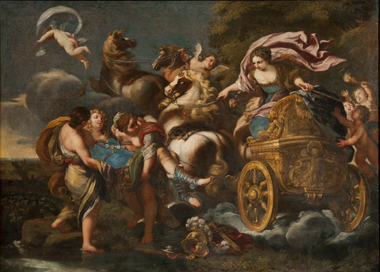 Armida Abducts Rinaldo, vintage artwork by Andrea Camassei, 12x8" (A4) Poster
