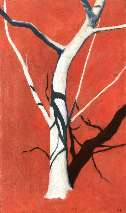 Fig Tree in front of Red Soil, vintage artwork by Hans Emmenegger, 12x8" (A4) Poster