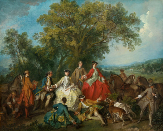 Picnic after the Hunt, vintage artwork by Nicolas Lancret, 12x8" (A4) Poster
