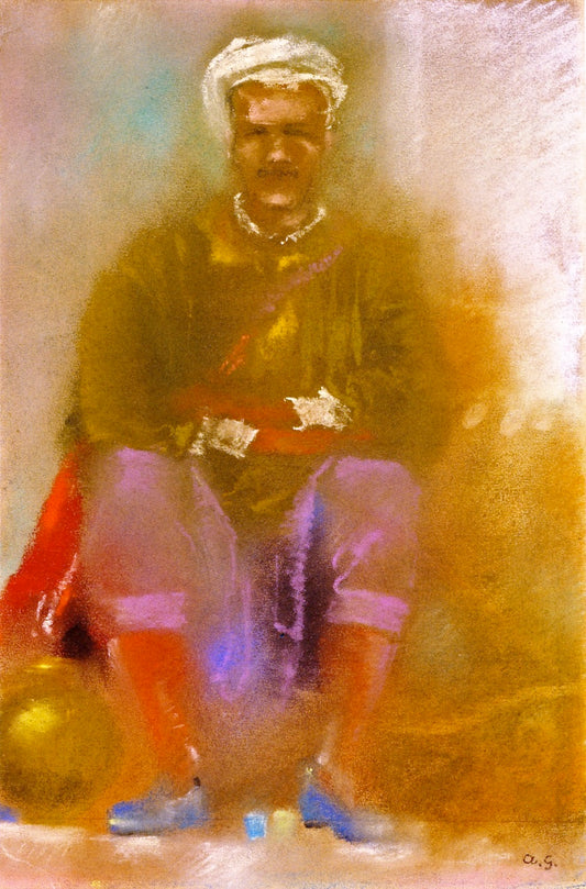 Moroccan Water Carrier, vintage artwork by Augusto Giacometti, 12x8" (A4) Poster