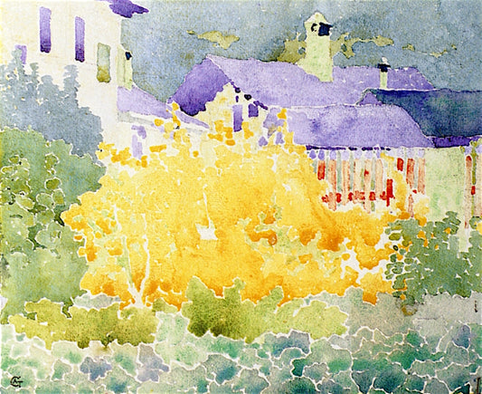 Overlooking Stampa, vintage artwork by Augusto Giacometti, 12x8" (A4) Poster