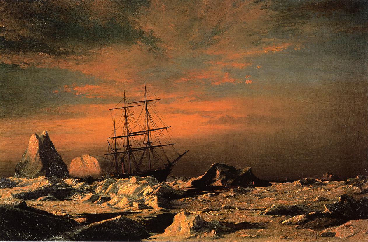 The 'Panther' among the Icebergs in Melville Bay, vintage artwork by William Bradford, 12x8" (A4) Poster