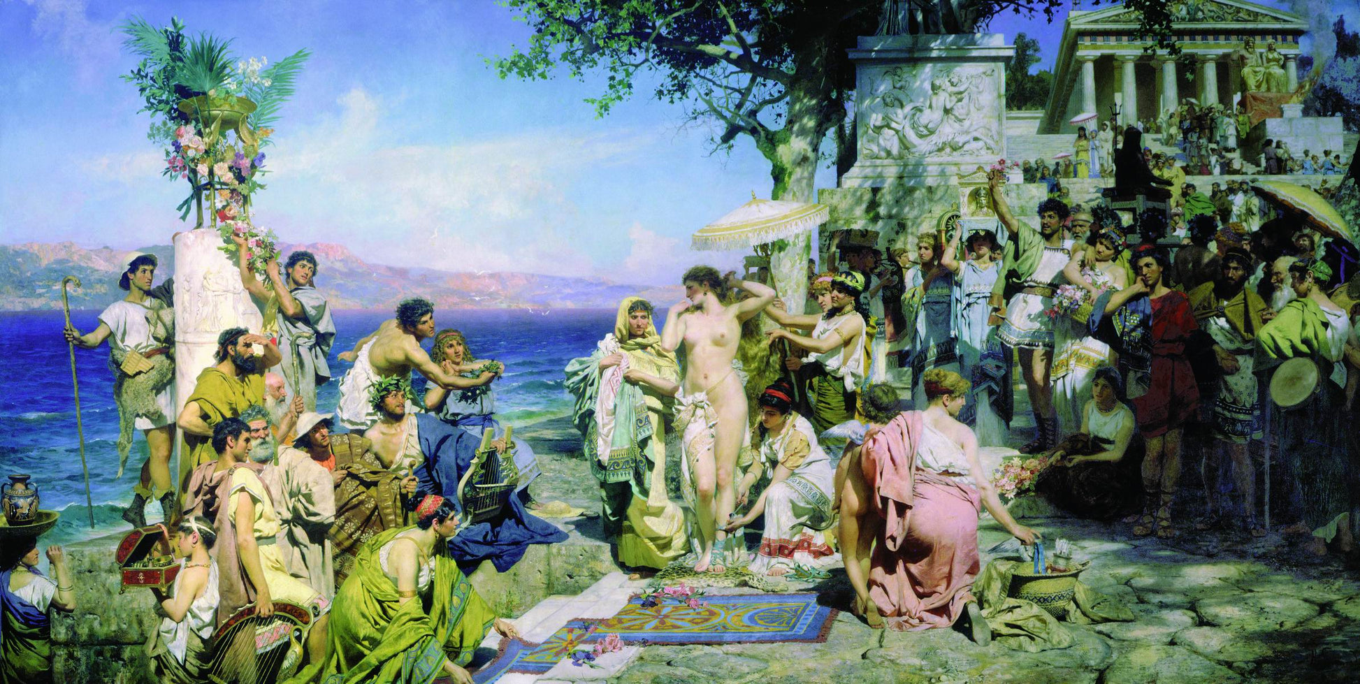 Phryne at the Festival of Poseidon, vintage artwork by Hendryk Siemiradzki, 12x8" (A4) Poster
