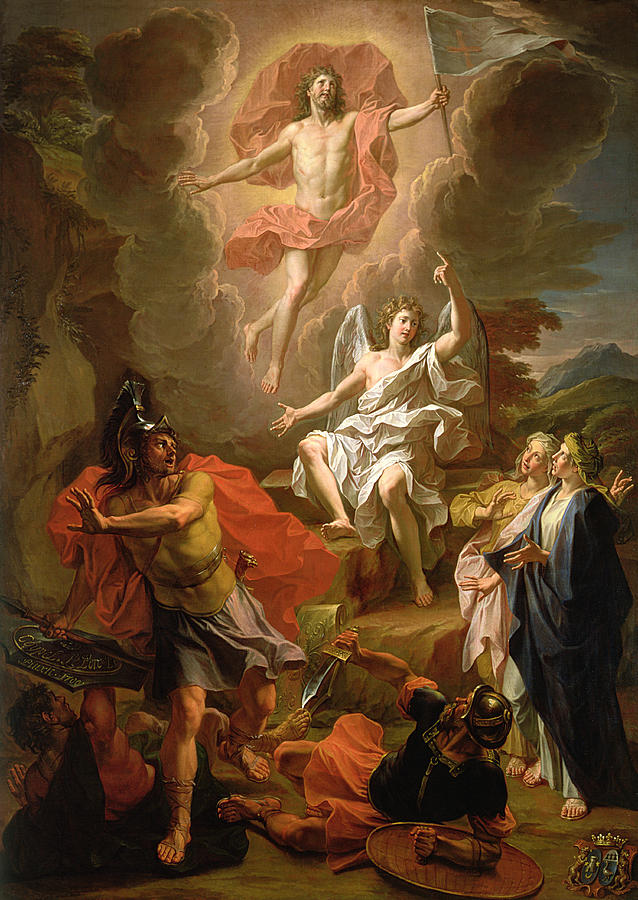 Resurrection of Christ (large version), vintage artwork by Noël Coypel I, 12x8" (A4) Poster