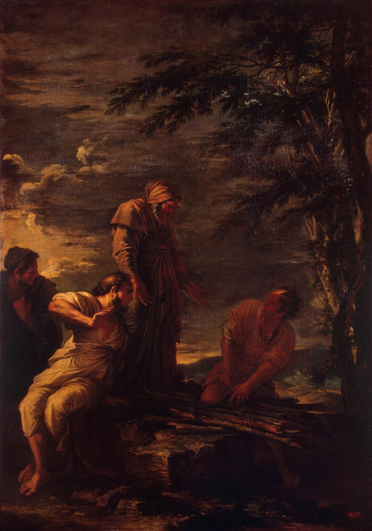 Democritus and Protagoras, vintage artwork by Salvator Rosa, 12x8" (A4) Poster