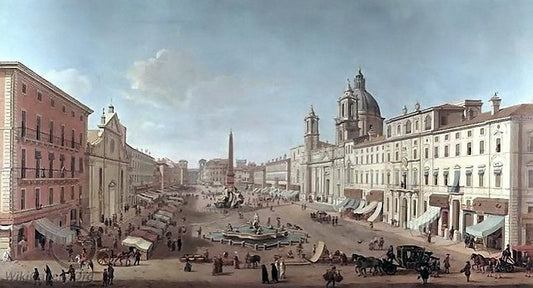 Piazza Navona in Rome, vintage artwork by Antonio Joli, 12x8" (A4) Poster