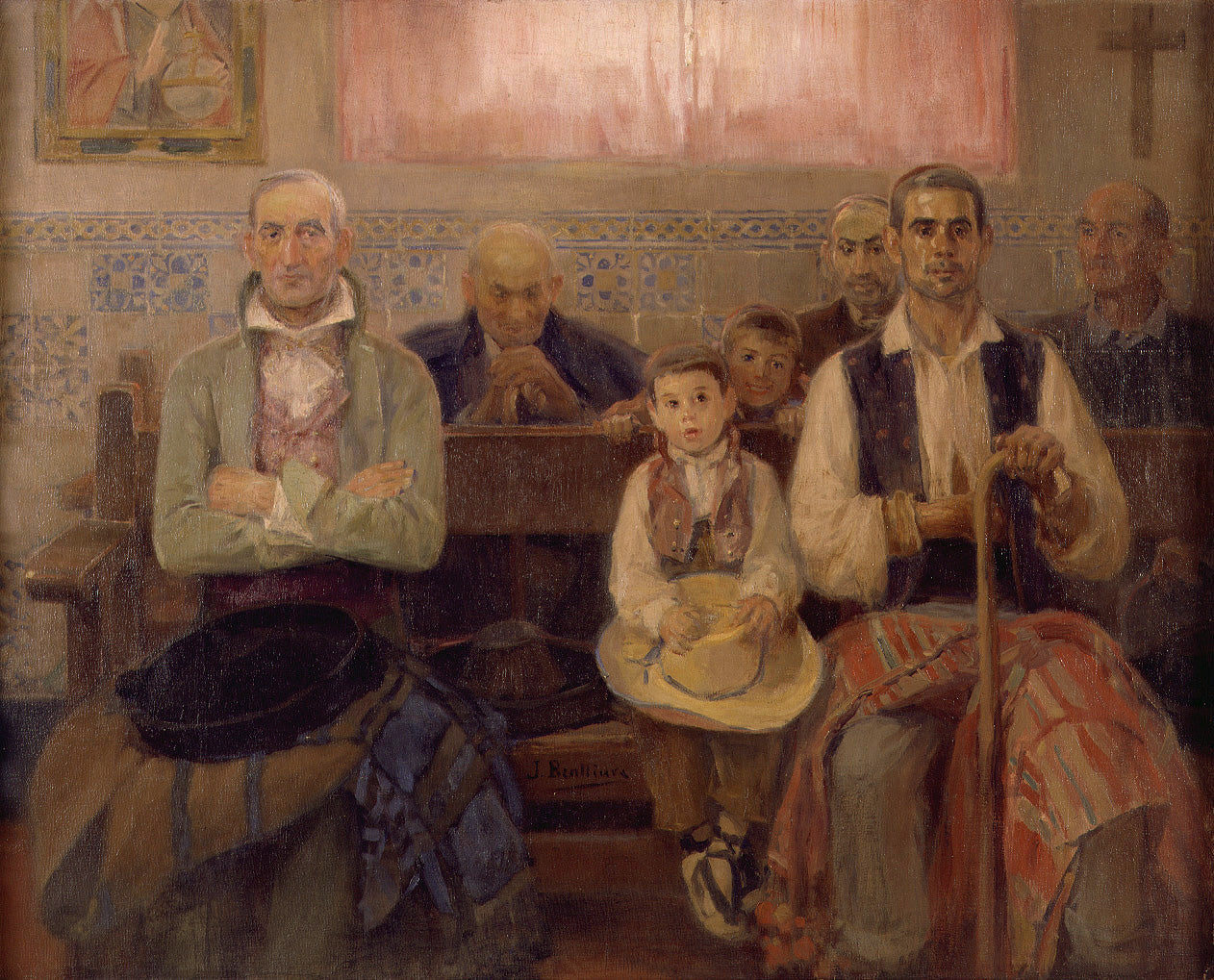 En la Misa, vintage artwork by Jose Benlliure Gil, 12x8" (A4) Poster