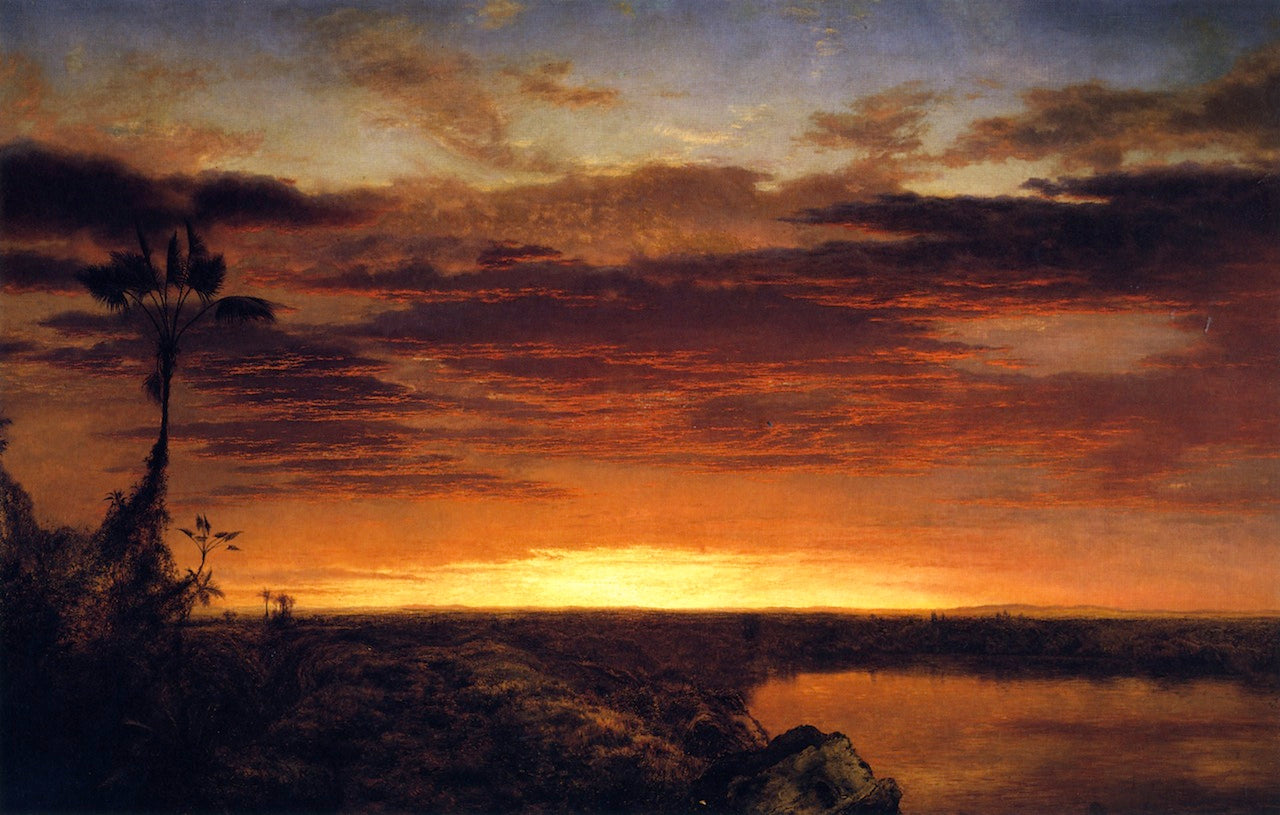 Parting Day / Dies like the dolphin, whom each/ Pang imbues/ With a new colour as it gasps/ away, vintage artwork by Louis Remy Mignot, 12x8" (A4) Poster