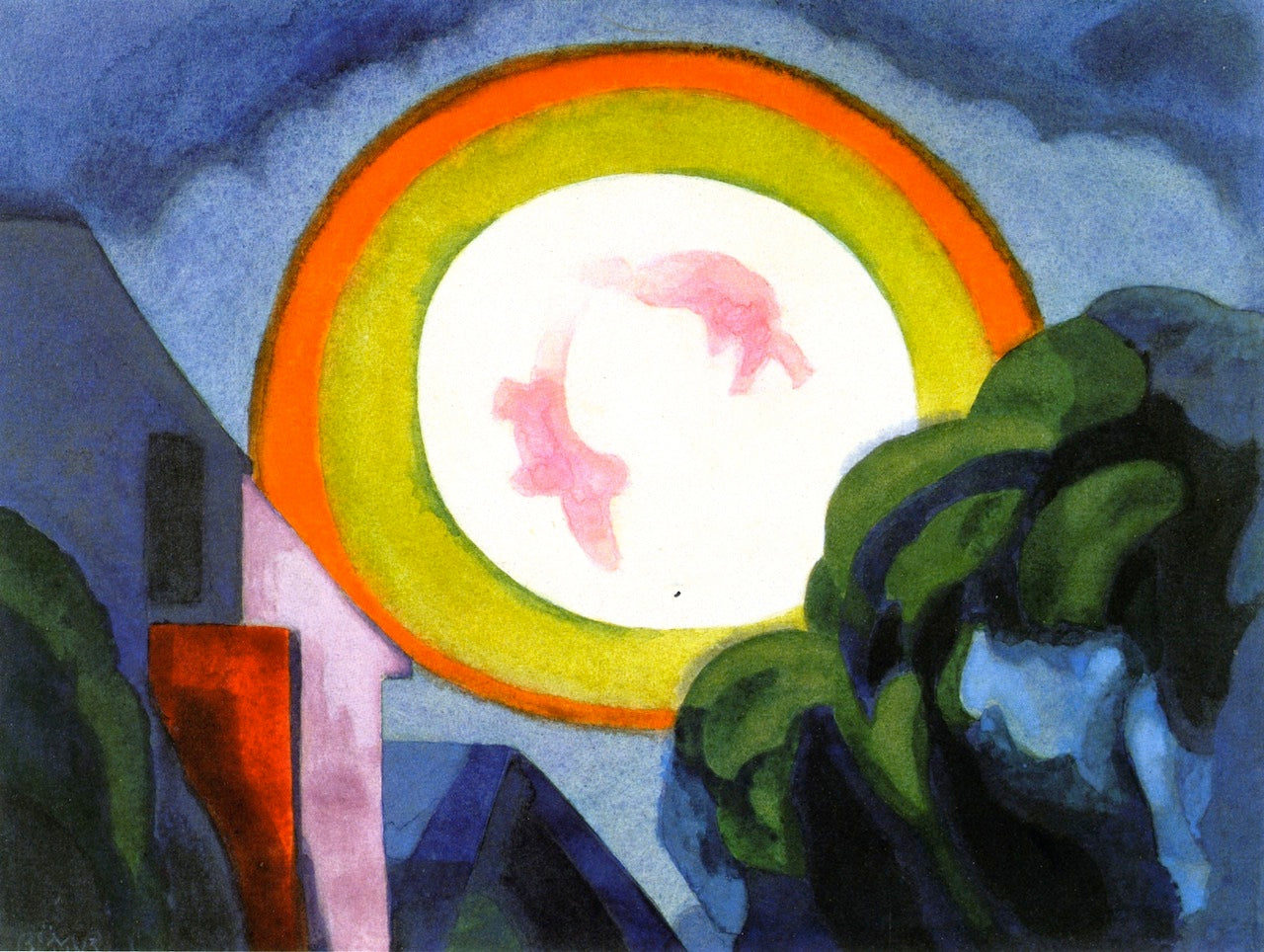 Midsummer Moon, vintage artwork by Oscar Bluemner, 12x8" (A4) Poster