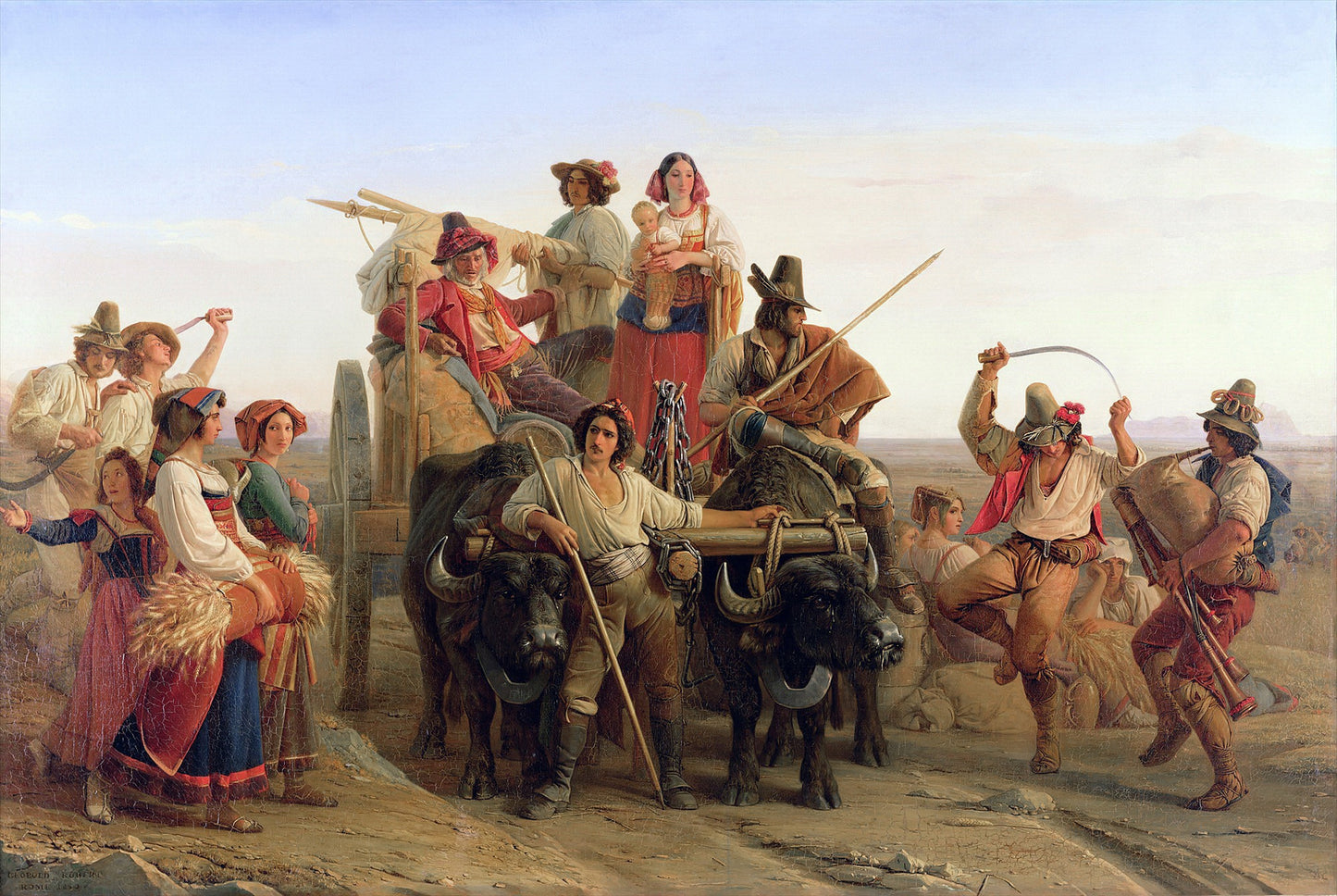 Summer Reapers Arriving in the Pontine Marshes, vintage artwork by Leopold Robert, A3 (16x12") Poster Print