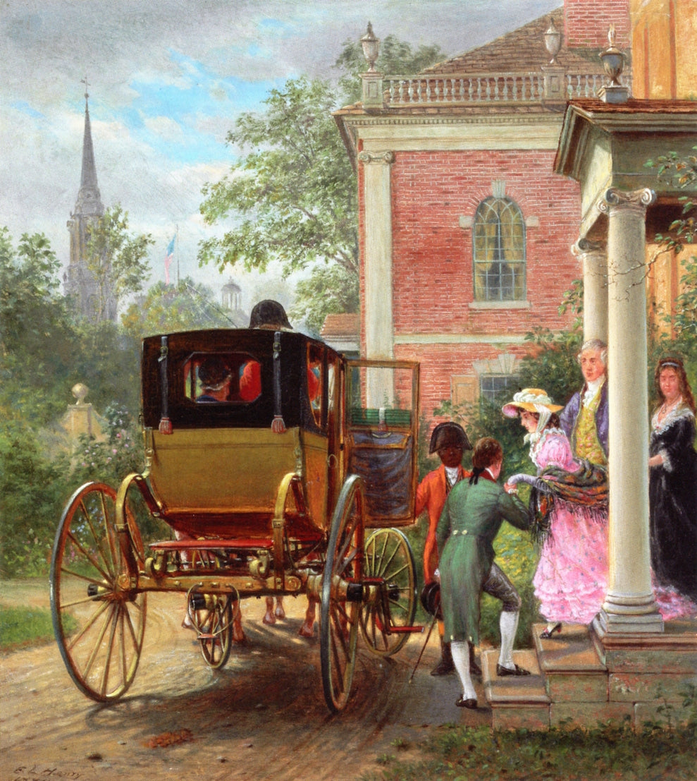 Going Out to Ride: New York, about 1796, vintage artwork by Edward Lamson Henry, 12x8" (A4) Poster