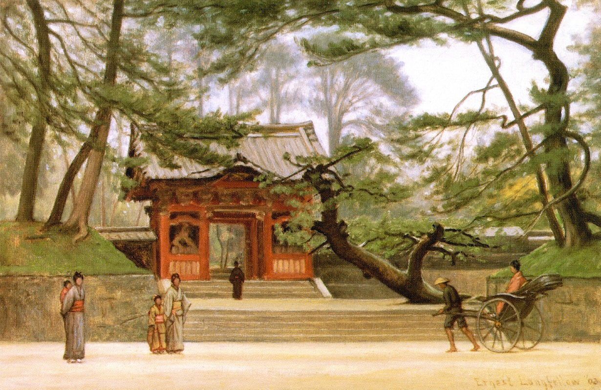 Temple in Nikko, vintage artwork by Ernest Wadsworth Longfellow, 12x8" (A4) Poster