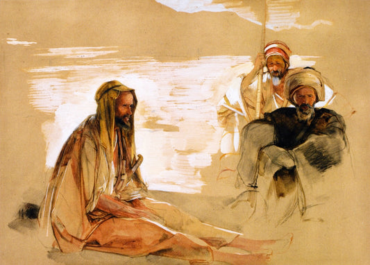 Study of Three Arabs, vintage artwork by John Frederick Lewis, RA, A3 (16x12") Poster Print
