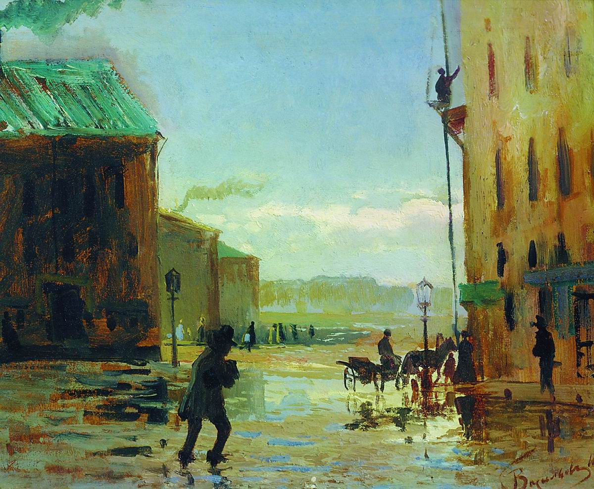 Spring in St. Petersburg, vintage artwork by Feodor Vasilyev, 12x8" (A4) Poster