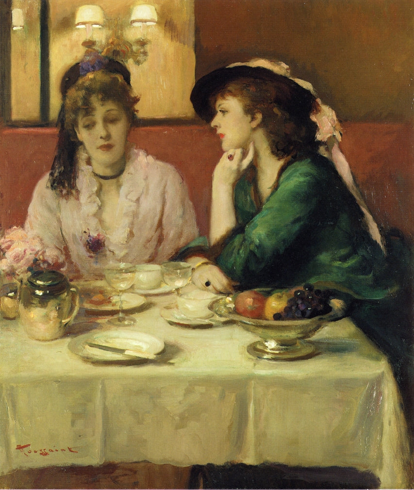 Confidences au Dejeuner, vintage artwork by Armand Toussaint, A3 (16x12") Poster Print